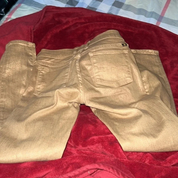 Lucky Braid Charlie Skinny Metallic  Gold jeans Sz 0 - Picture 10 of 14